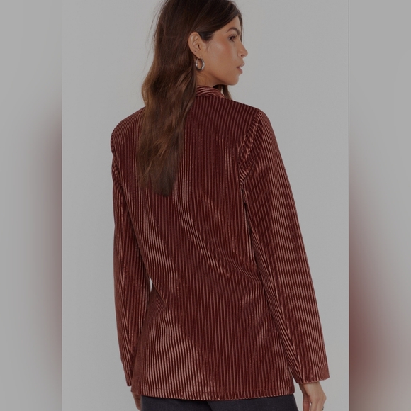 Nasty Gal Collection Relaxed Velvet Striped Blazer Size 10 - Picture 5 of 16